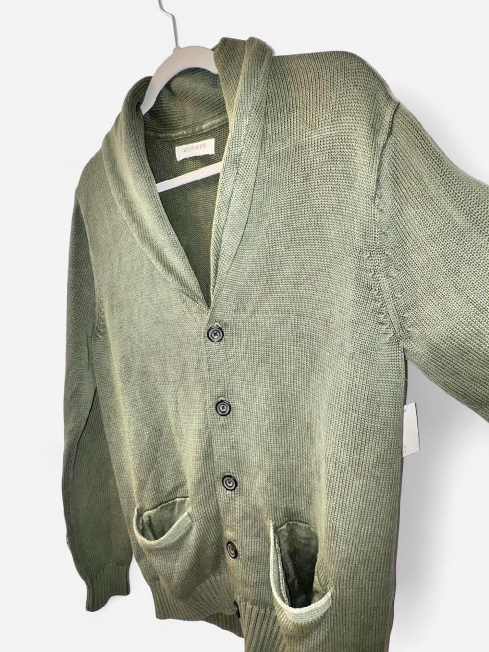 Goodthreads Men's Olive Shawl Collar Cardigan - Green Knit - Picture 3 of 6
